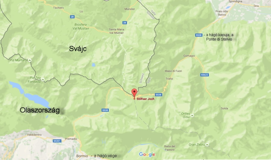 A motorosok Mekkája a nemzetközi jelentőségű SS38-as számú olasz főúton húzódik, Bormio városát köti össze Prato allo Stelvióval